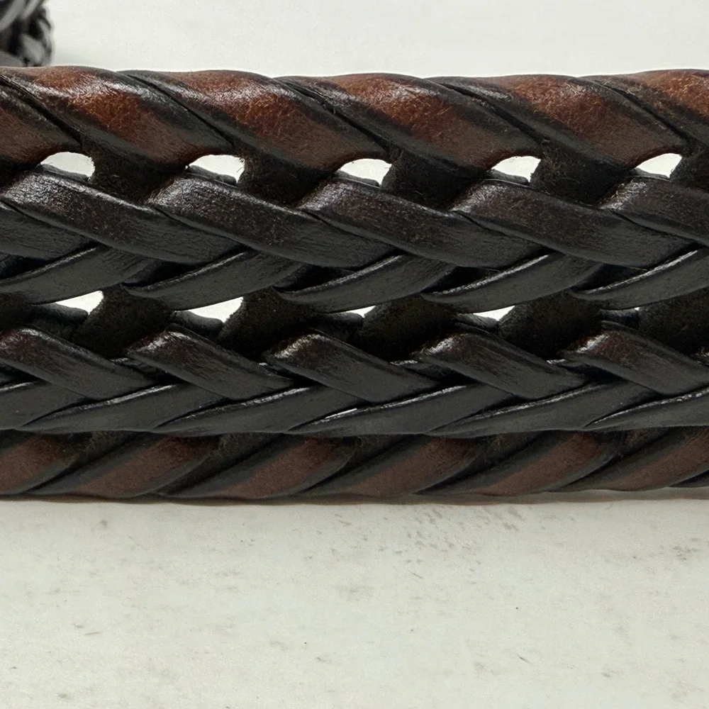 Columbia Mens Braided Leather Trim Belt Brown Black XL 42-44 11CO140001